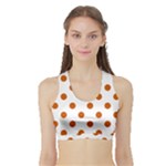 Polka Dots - Burnt Orange on White Women s Sports Bra with Border