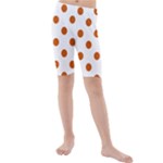 Polka Dots - Burnt Orange on White Kid s Mid Length Swim Shorts