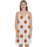 Polka Dots - Burnt Orange on White Women s Reversible Sports Bra with Border