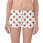 Polka Dots - Burnt Orange on White Reversible Boyleg Bikini Bottoms