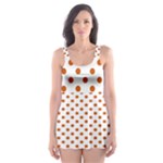 Polka Dots - Burnt Orange on White Skater Dress Swimsuit