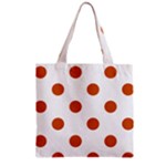 Polka Dots - Burnt Orange on White Zipper Grocery Tote Bag