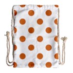 Polka Dots - Burnt Orange on White Drawstring Bag (Large)
