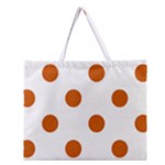 Polka Dots - Burnt Orange on White Zipper Large Tote Bag