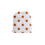 Polka Dots - Burnt Orange on White Drawstring Pouch (S)