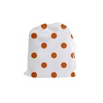 Polka Dots - Burnt Orange on White Drawstring Pouch (M)