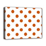 Polka Dots - Burnt Orange on White Deluxe Canvas 20  x 16  (Stretched)