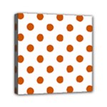 Polka Dots - Burnt Orange on White Mini Canvas 6  x 6  (Stretched)