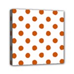 Polka Dots - Burnt Orange on White Mini Canvas 6  x 6  (Stretched)