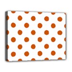 Polka Dots - Burnt Orange on White Canvas 14  x 11  (Stretched)