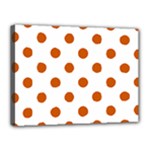 Polka Dots - Burnt Orange on White Canvas 16  x 12  (Stretched)