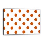 Polka Dots - Burnt Orange on White Canvas 18  x 12  (Stretched)