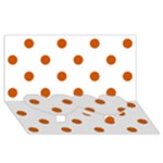 Polka Dots - Burnt Orange on White Twin Heart Bottom 3D Greeting Card (8x4)