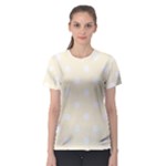 Polka Dots - White on Cornsilk Yellow Women s Sport Mesh Tee