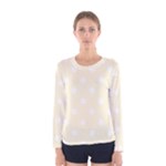 Polka Dots - White on Cornsilk Yellow Women s Long Sleeve T-shirt