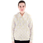 Polka Dots - White on Cornsilk Yellow Women s Zipper Hoodie