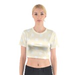 Polka Dots - White on Cornsilk Yellow Cotton Crop Top