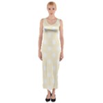 Polka Dots - White on Cornsilk Yellow Fitted Maxi Dress
