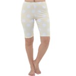 Polka Dots - White on Cornsilk Yellow Cropped Leggings