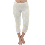 Polka Dots - White on Cornsilk Yellow Capri Winter Leggings