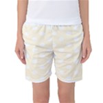 Polka Dots - White on Cornsilk Yellow Women s Basketball Shorts