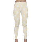 Polka Dots - White on Cornsilk Yellow Yoga Leggings