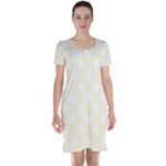 Polka Dots - White on Cornsilk Yellow Short Sleeve Nightdress