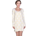Polka Dots - White on Cornsilk Yellow Long Sleeve Nightdress