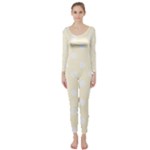 Polka Dots - White on Cornsilk Yellow Long Sleeve Catsuit