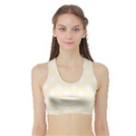 Polka Dots - White on Cornsilk Yellow Women s Sports Bra with Border
