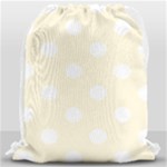 Polka Dots - White on Cornsilk Yellow Drawstring Bag (Large)
