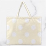 Polka Dots - White on Cornsilk Yellow Zipper Large Tote Bag