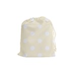 Polka Dots - White on Cornsilk Yellow Drawstring Pouch (M)