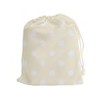 Polka Dots - White on Cornsilk Yellow Drawstring Pouch (XL)