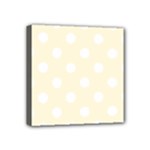 Polka Dots - White on Cornsilk Yellow Mini Canvas 4  x 4  (Stretched)