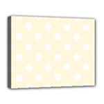 Polka Dots - White on Cornsilk Yellow Canvas 14  x 11  (Stretched)