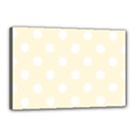 Polka Dots - White on Cornsilk Yellow Canvas 18  x 12  (Stretched)
