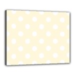 Polka Dots - White on Cornsilk Yellow Canvas 20  x 16  (Stretched)