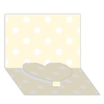 Polka Dots - White on Cornsilk Yellow Heart Bottom 3D Greeting Card (7x5)