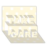 Polka Dots - White on Cornsilk Yellow TAKE CARE 3D Greeting Card (7x5)
