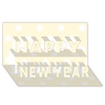 Polka Dots - White on Cornsilk Yellow Happy New Year 3D Greeting Card (8x4)