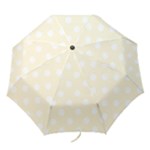 Polka Dots - White on Cornsilk Yellow Folding Umbrella