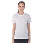 Polka Dots - Cornsilk Yellow on White Women s Cotton Tee