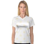 Polka Dots - Cornsilk Yellow on White Women s V-Neck Sport Mesh Tee