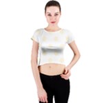 Polka Dots - Cornsilk Yellow on White Crew Neck Crop Top