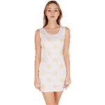 Polka Dots - Cornsilk Yellow on White Bodycon Dress