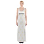 Polka Dots - Cornsilk Yellow on White Maxi Thigh Split Dress