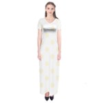 Polka Dots - Cornsilk Yellow on White Short Sleeve Maxi Dress
