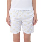 Polka Dots - Cornsilk Yellow on White Women s Basketball Shorts