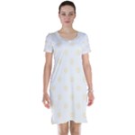 Polka Dots - Cornsilk Yellow on White Short Sleeve Nightdress